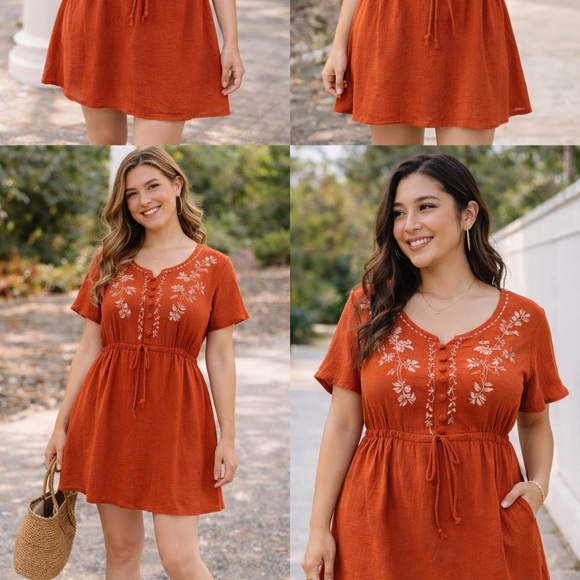 Embroidered Rust Top - Picture 13 of 13